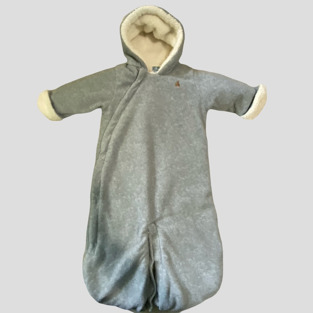 Gap Baby 3-6 mths Light Heather Grey Sherpa Lined Fleece Bundler-3-6 mths